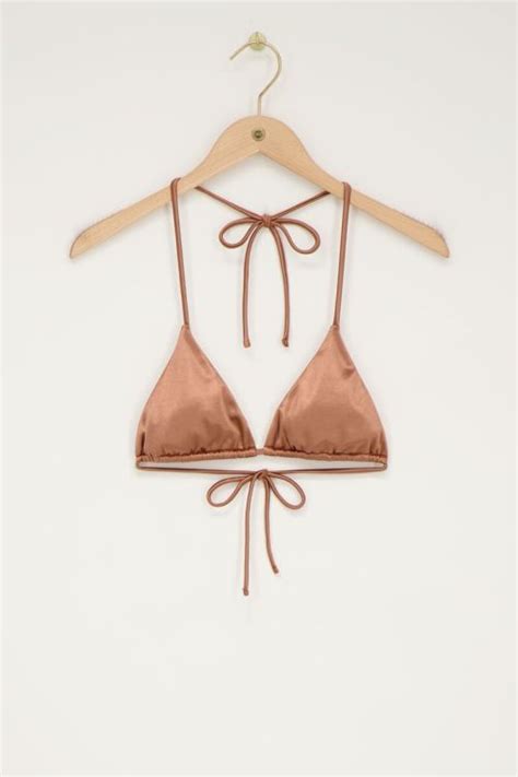 Bronze Triangle Bikini Top Satin Look My Jewellery