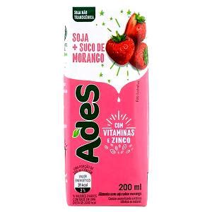 Calorias em 1 porção 200 ml Suco de Soja Morango e Fatos Nutricionais