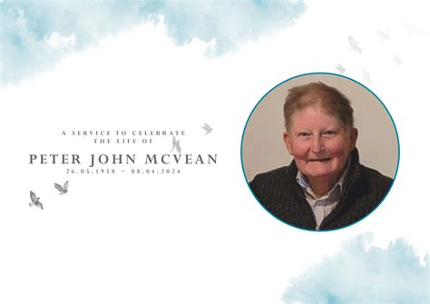 Memorial Tribute template - PETER McVEAN - F Greed & Sons Funerals