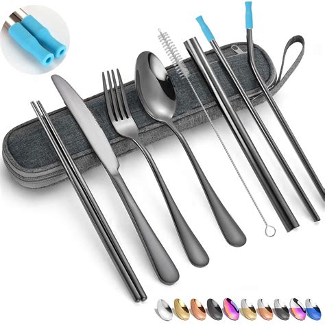 Travel Reusable Utensils Silverware With Case Camping Cutlery Set