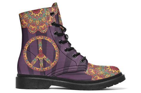 Peace Sign Purple Boots Purple Boots For Women And Men Yeswevibe