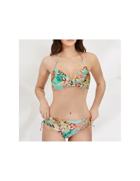 Bikini Braguita Fruncidos Laterales Se Ajusta Altura Estampado Flores