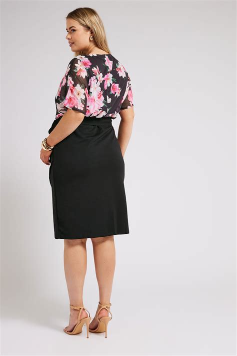 YOURS LONDON Plus Size Black Floral Print Dress Yours Clothing