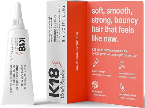 K18 Biomimetic Hairscience Leave In Molecular Repair Hair Mask 5 Ml Uk Beauty