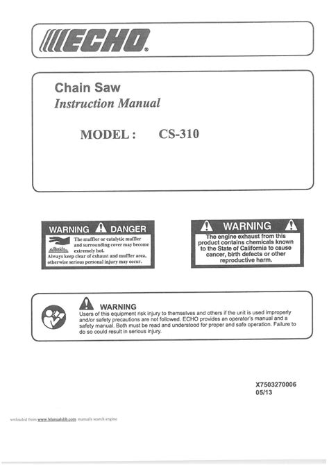 Echo Chainsaw Cs 310 Operators Manual