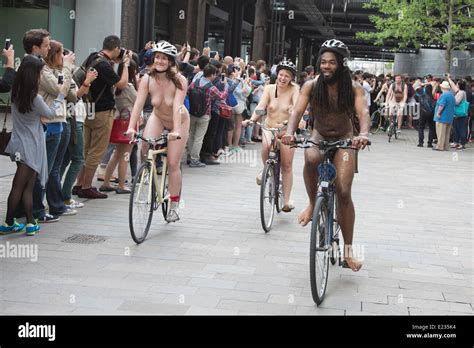 London UK 14 June 2014 One Part Of The World Naked Bike Ride Sets Off From Granary Square In