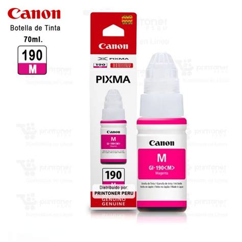 Botella De Tinta Canon 190 GI 190M 70ml Magenta G1100 G2110 G3110