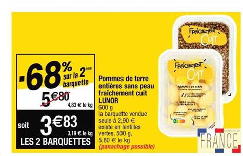 Promo Pommes De Terre Enti Res Sans Peau Fra Chement Cuit Lunor Chez