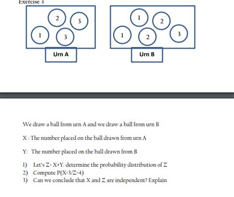 Solved Exercise Urn A Urn B We Draw A Ball From Urn Chegg