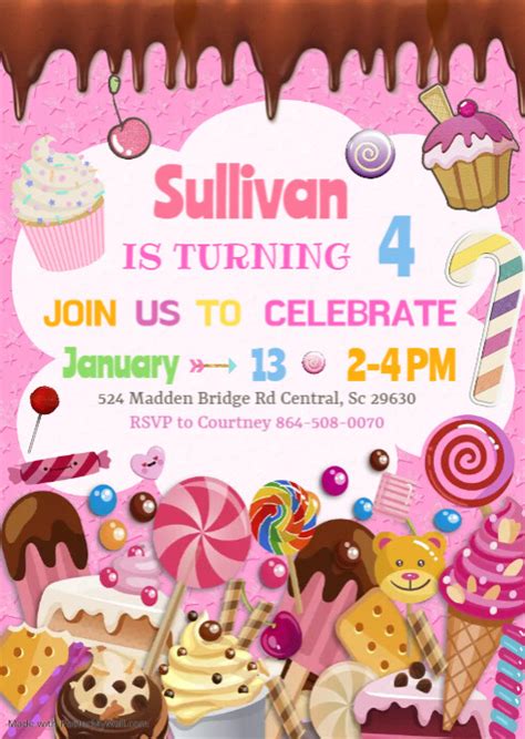 Candyland Birthday Invitation Postermywall