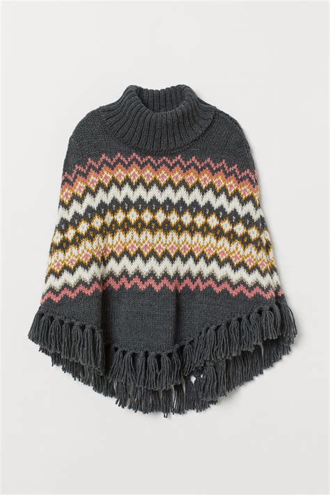 Knitted Polo Neck Poncho