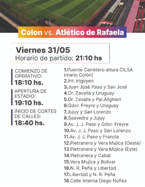 Los Cortes De Tr Nsito Para El Partido Entre Col N Y Atl Tico De Rafaela