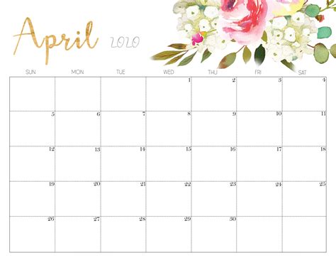 Cute April Calendar