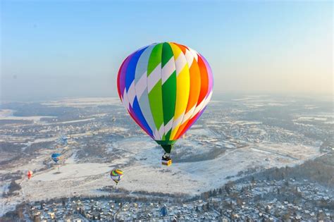 Premium Photo Multi Colored Hot Air Balloon Flying In Sky