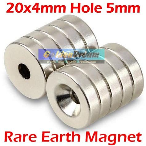 Jual 20x4 Lobang Strong Magnet Neodymium 20x4mm Lobang 5mm Hole