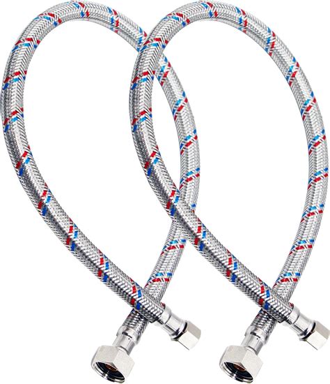 Highcraft Faucet Hose Connector 30 Length 1 2 Ips X 3 8 Comp Fip Flexible Braided Stainless