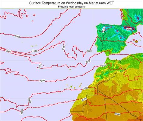 Canary Islands, Spain Surface Temperature on Tuesday 23 Mar at 6pm WET