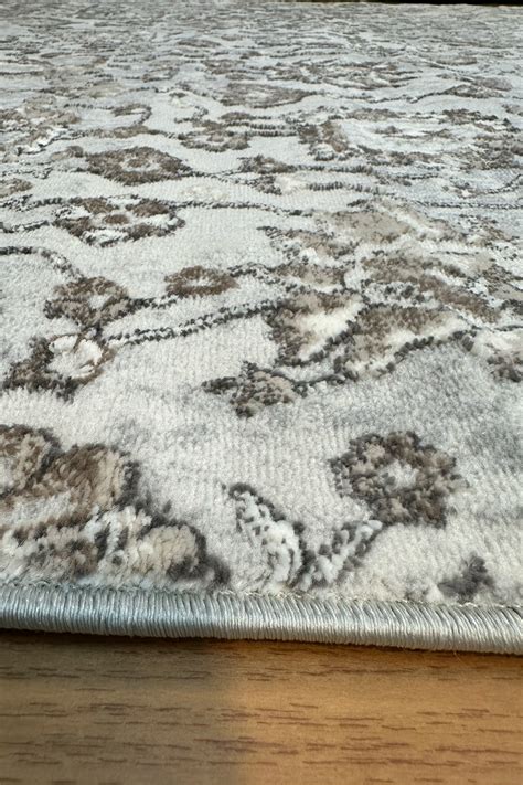 Dara Flower Pattern Grey Brown Rug Dara03