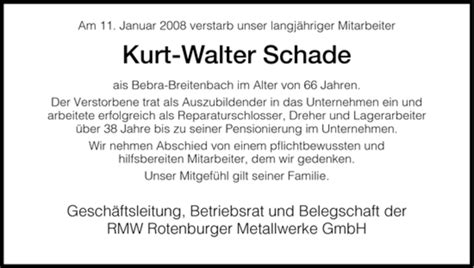 Traueranzeigen Von Karl Walter Schade Trauer HNA De