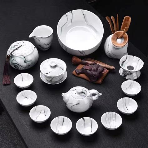 Chinese Tea Set Complete Gongfu Tea Set Ink Zen Tea Set Ceramic Tea