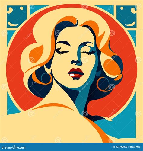 Retro Portrait Of A Beautiful Woman Vector Illustration In Retro Style Stock Vector