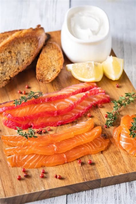 Salmon Gravlax With Sour Cream Stock Image Image Of Beetroot Nordic