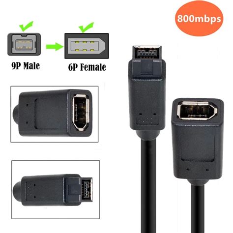 Adaptador De Cable Ieee 1394 Ieee1394 6 Pines Hembra A 1394b 9 Pines