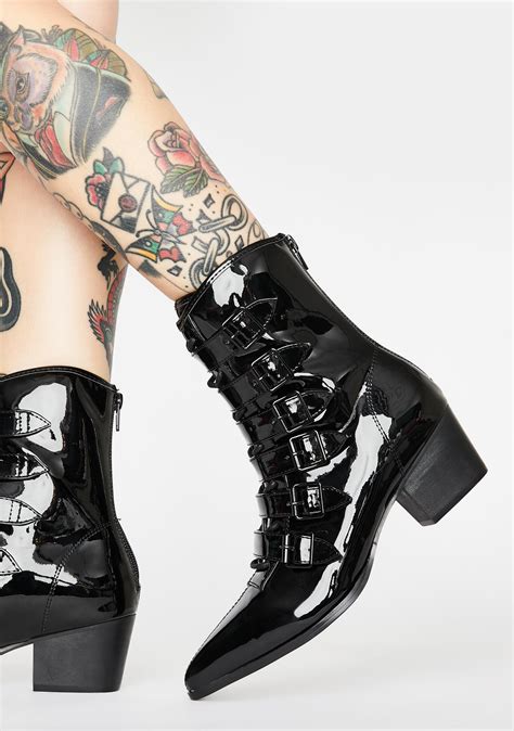 Strange Cvlt Patent Coven Boots Dolls Kill