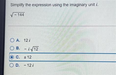 Solved Simplify The Expression Using The Imaginary Unit I Chegg