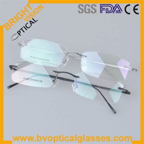 Rimless Ultra Thin Temple Pure Titanium Prescription Optical Frames1021 China Titanium