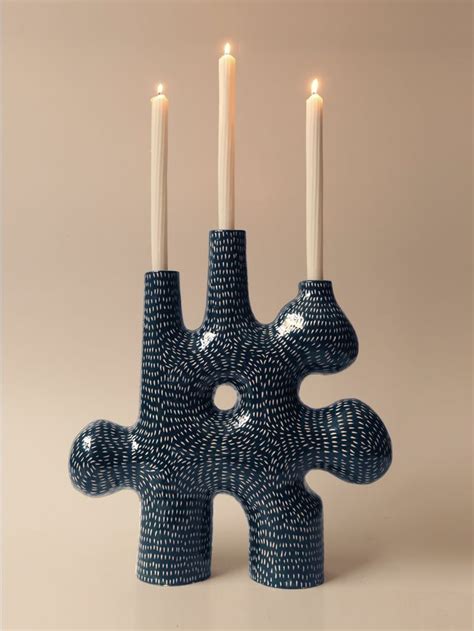 JAN ERNST CERAMIC CANDELABRA MIDNIGHT BLUE Ceramics Ideas Pottery