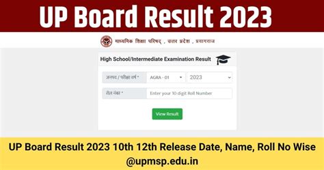 Up Board Result 2023 Date Upmsp Class 10th 12th Released Date Name Roll No Wise