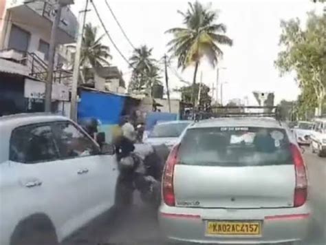 Caught On Camera Speeding Car Crushes People Vehicles In Bengaluru