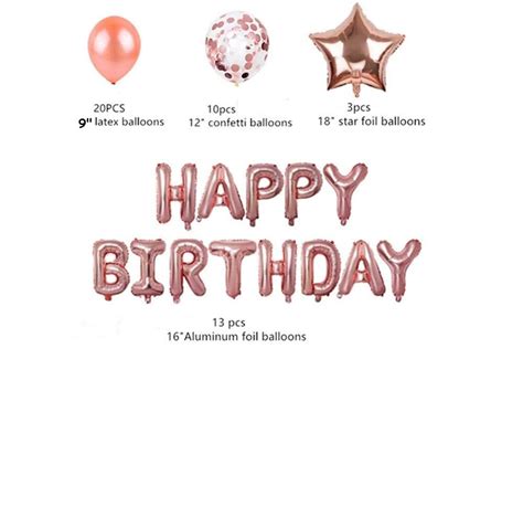 Rose Gold Birthday Party Decoration For Girls Inflated Happy Birthday