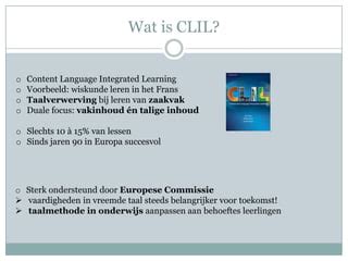 Content Language Integrated Learning CLIL PPT