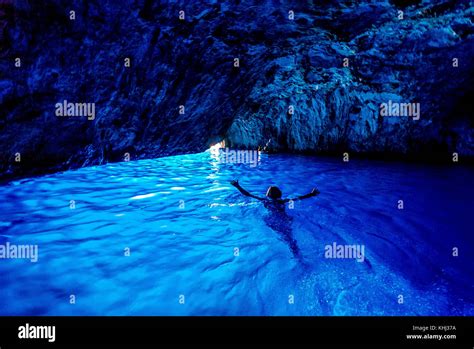 The Famous Blue Grotto On The Island Of Capri In Italy Stock Photo