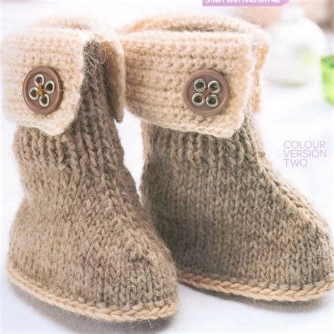 Knitting Pattern Baby Booties Ugg Style Booties Tutorial Quick Etsy