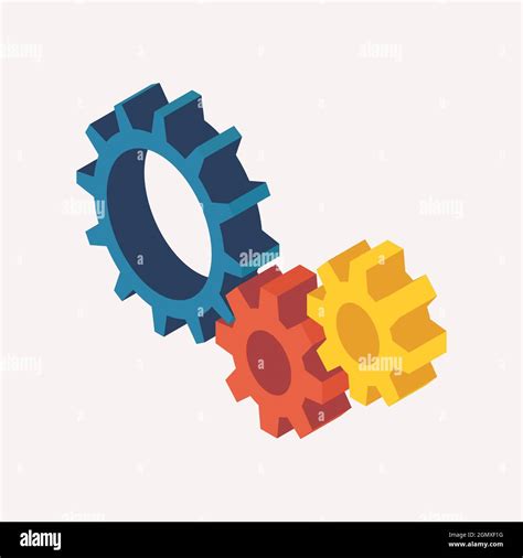 Isometric View Of Mechanic Gears D Vector Illustration Stock Vector