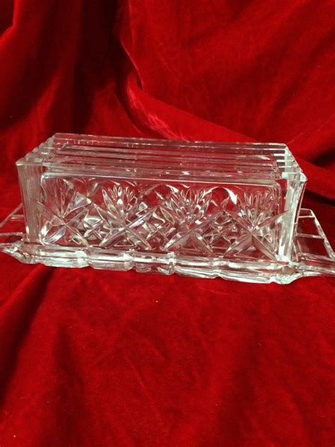 Lead Crystal Butter Dish With Pineapple Design