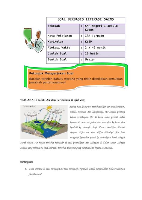 DOCX Soal Berbasis Literasi Sains Esai DOKUMEN TIPS