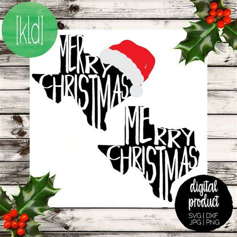 Merry Christmas Texas Svg Cut Files With Hat Options Piece Etsy