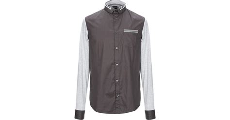 Armani Jeans Cotton Shirt In Steel Grey Gray For Men Lyst