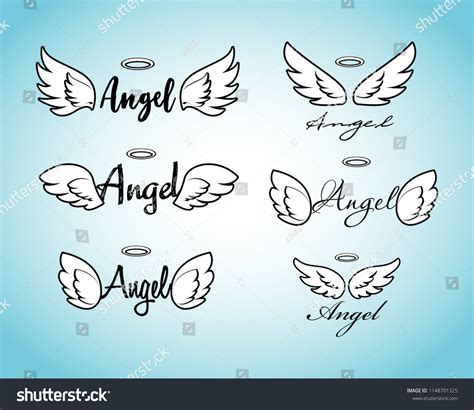 Doodle Flying Angel Wings Halo Sketch Stock Vector Royalty Free