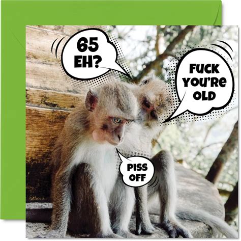 Funny Th Birthday Cards For Men Woman Old Monkeys Happy Birthday