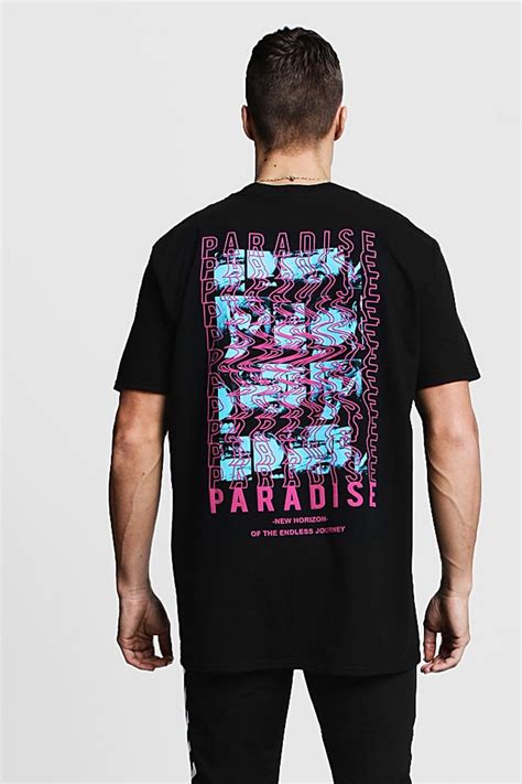 Oversized Paradise Front And Back Print Tee Boohooman Shirt Design