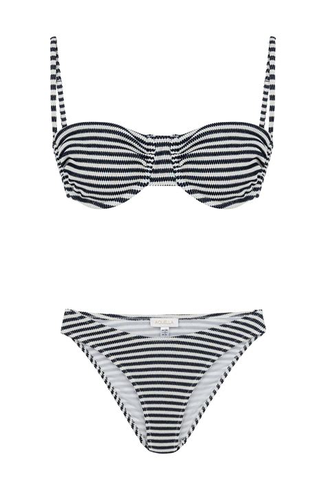 Dokulu Çizgili Balenli Bikini Takım