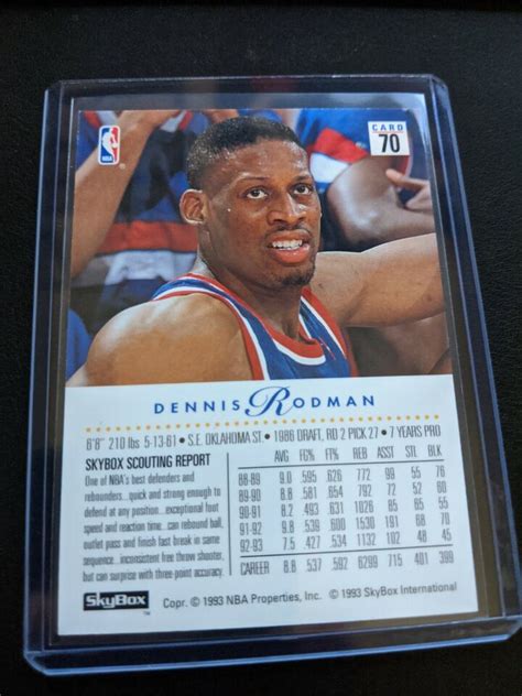 1993 94 Skybox Premium Dennis Rodman 70 Detroit Pistons Chicago Bulls