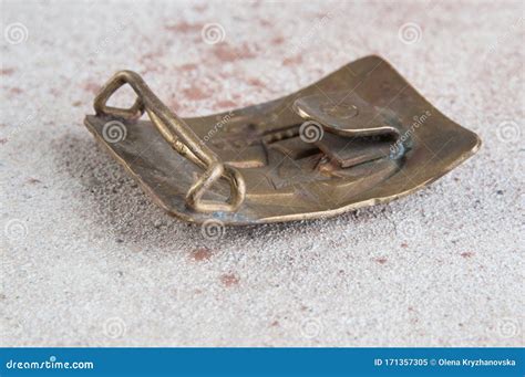 Old Brass Belt Buckle With A Star Stock Image Image Of Props Copy