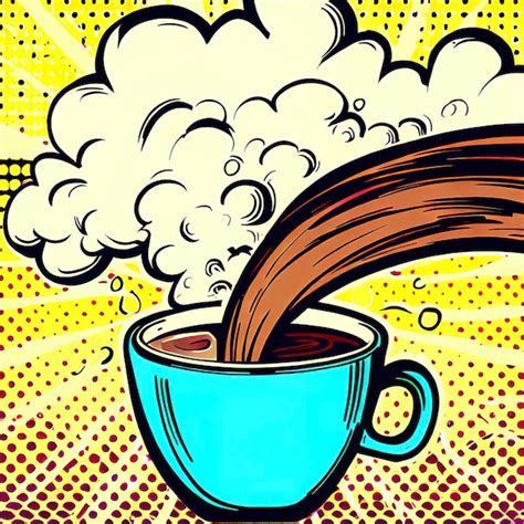 Premium AI Image Steaming Cup Of Coffee Pop Art