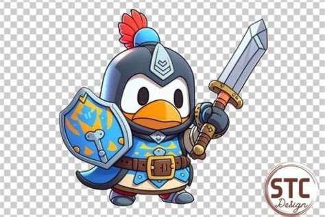 Cute Penguin Warrior Cartoon Sublimation Graphic By Num Stc · Creative